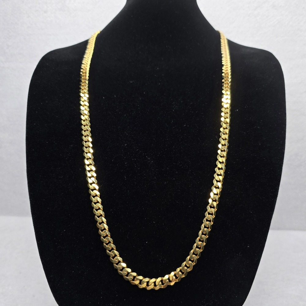 Monet Gold Tone Cuban Link Chain Necklace Long 36" Jewelry - Picture 13 of 16